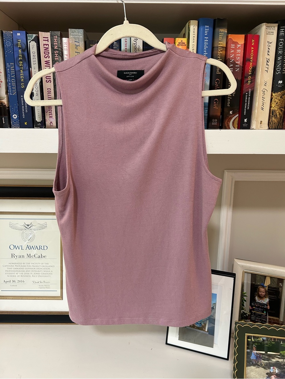 Banana Republic Sleeveless Mock Neck Tank Top - Dusty Rose